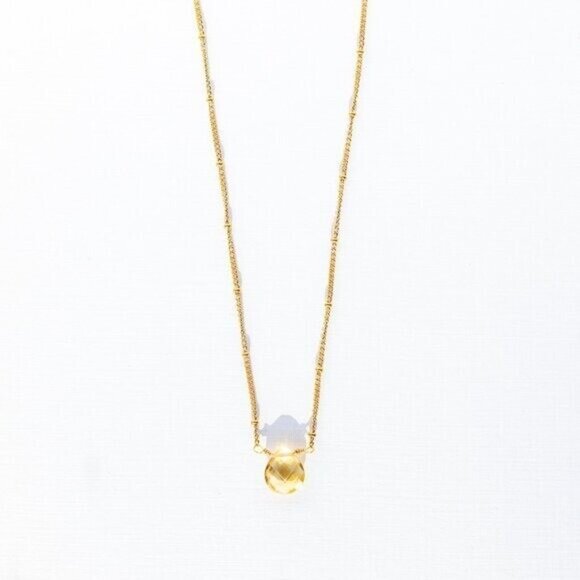 Citrine Pendant Necklace Gorgeous Everyday Necklace Waterproof Non-Tarnish Gold - Picture 9 of 12